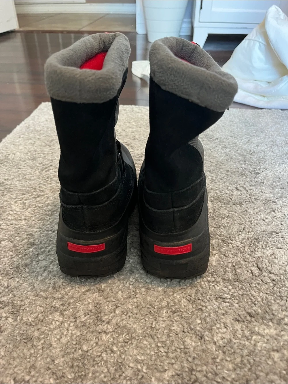 The North Face Kids Black & Gray Snow Boots with Red Accents